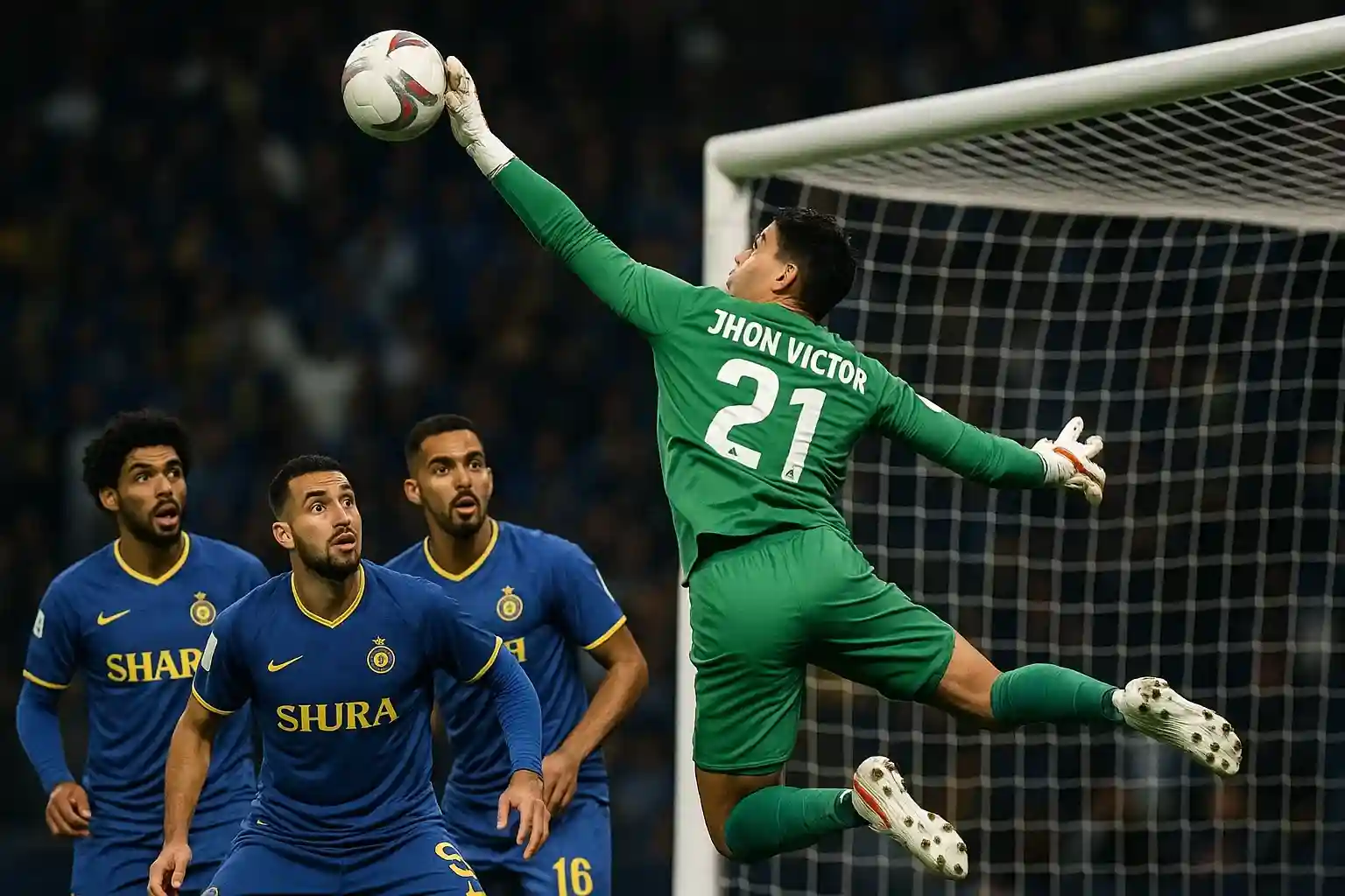 John Victor bay người cản phá, gây choáng váng hàng công Riyadh